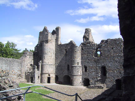 Courtyard view of the building added by John Stewart, 4th Earl of Atholl