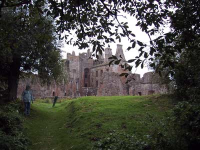 The nature trail at the south of the castle, leading to remains of earlier castle