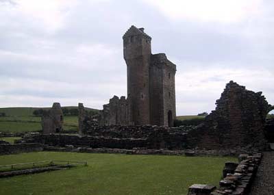 View of the main entrance tower from across the cloister