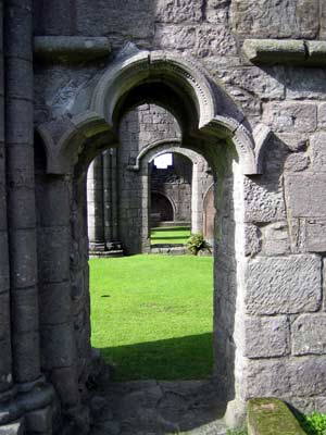 Arched doorway in the church part of the abbey
