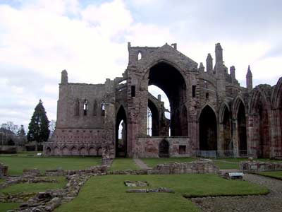 Remains of the foundations of the lay brethren's quarters & the church at the back