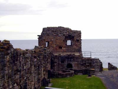 Close-up of corner tower in picture above